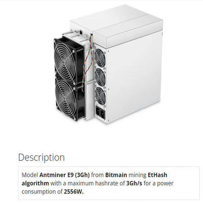 Asics EtHash ETH κ.λπ. αποδοτικότητας Asic Antminer E9 3Gh/S 2556W bitmain antminer e9 Bitmain πιό κερδοφόρο
