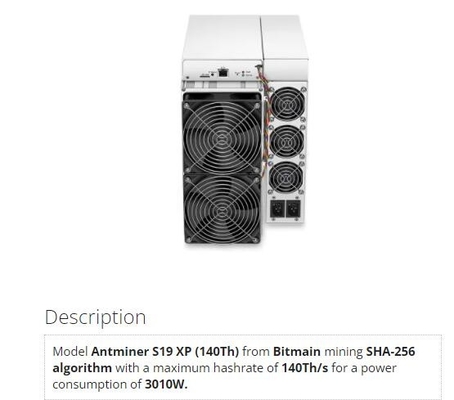 140ος ανθρακωρύχος αλυσίδων φραγμών Antminer S19 XP ανθρακωρύχων Bitmain BTC διεπαφών Ethernet