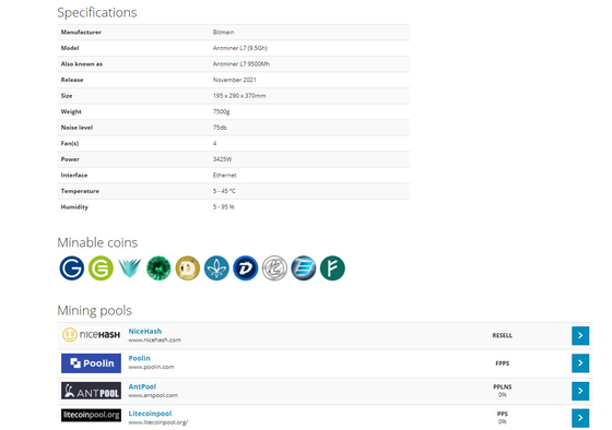Ανθρακωρύχος Dogecoin Bitmain Asic Antminer L7 9.16Gh 3425W 12V Blockchain Litecoin