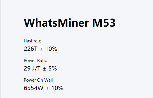 Υδρο Asic ανθρακωρύχος Whatsminer M53 ανθρακωρύχος Sha-256 αλγορίθμου υδρόψυξης