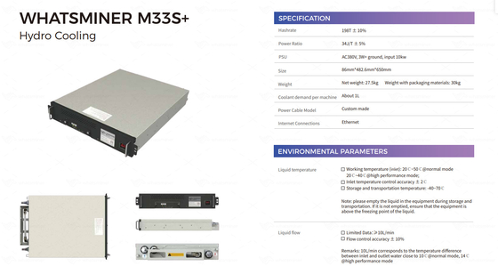 LETINE MicroBT Whatsminer M53 226T M33S+ 198T 34 υδρο δροσίζοντας ανθρακωρύχος J/T