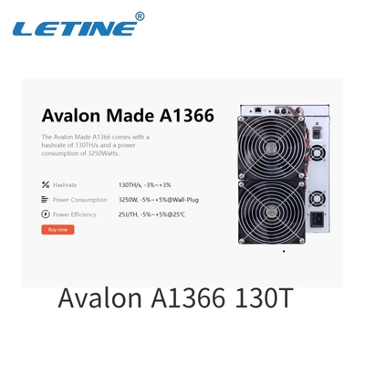 Κατανάλωση ισχύος 3250W LETINE Canaan Avalonminer A1366 130T Avalon