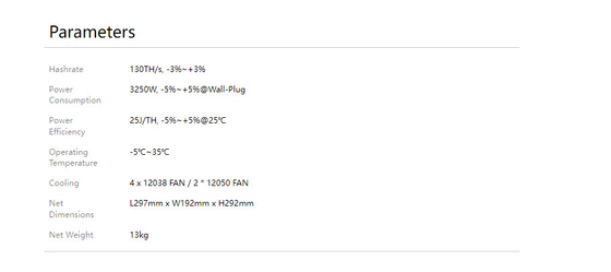 Μηχανή μεταλλείας BTC Bitcoin Avalon A1366 130ο 3250W Sha-256 υψηλό Hashrate
