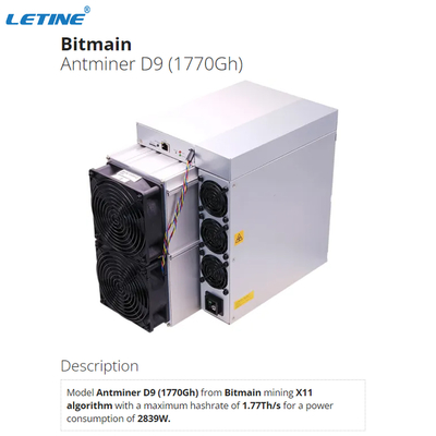 Crypto μεταχειρισμένη D7 1286G Asic ανθρακωρύχων νομισμάτων εξόρμησης D9 1770Gh Bitmain Antminer D9 μηχανή μεταλλείας ανθρακωρύχων Blockchain ανθρακωρύχων
