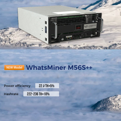WhatsMiner M56S M56S++ MicroBT που εξάγει τον αλγόριθμο Sha-256 με έναν μέγιστο hashrate