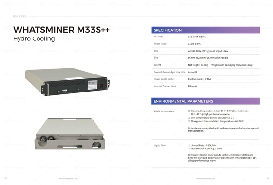 Υδρο ψύξη MicroBT Whasminer M33s+ 218t 240t M53s++ 310t 328t