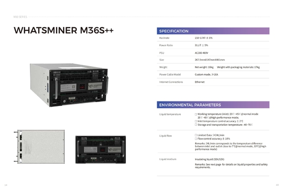 Υδρο σύνδεση ψύξης MicroBT Whatsminer M36s 174t 222t Ethernet για τη βιομηχανική ψύξη