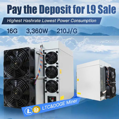 Νέο Antminer L9 16G 3360W αποδοτικότητα ενέργειας 210J/G εξόρυξη διακομιστή LTC DOGE Scrypt
