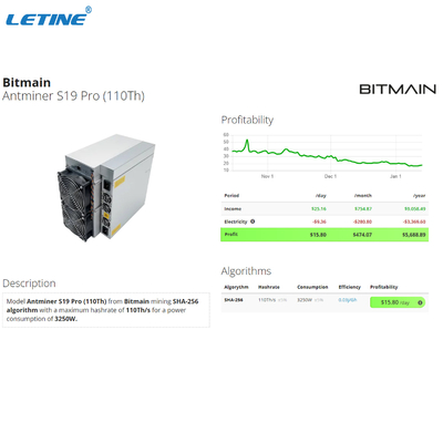 Ολοκαίνουργια μηχανή μεταλλείας Bitmain Antminer S19Pro 110T S19 υπέρ 110T S19J υπέρ 104T 100T 96T Asic Bitcoin