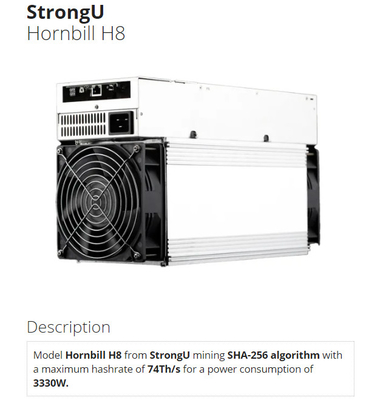 74η διεπαφή Hornbill H8 Sha-256 3330W 76db Ethernet ανθρακωρύχων Strongu