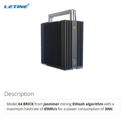 αλγόριθμος 50db Ethash ανθρακωρύχων Jas τούβλου 65Mh/S 30W X4