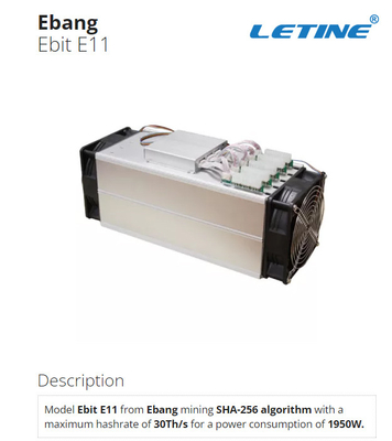 E11 30ο 1950W Sha-256 ανθρακωρύχος 74db 10nm BTC Ebang Ebit