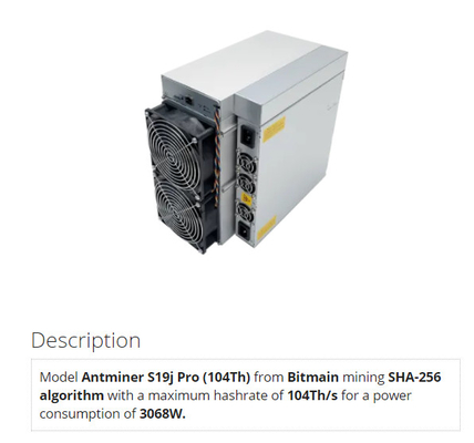 Υπέρ 104ος Bitmain Asic Blockchain ανθρακωρύχος Sha-256 Antminer S19j αλγόριθμος για Bitcoin