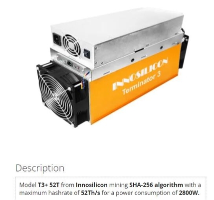 Ανθρακωρύχος Sha-256 T3+ 39T 43T 50T 52T 57T Innosilicon Asic