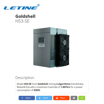 hs3-SE blake2B-Sia ανθρακωρύχων Asic χειραψιών 1.86T 930W Goldshell