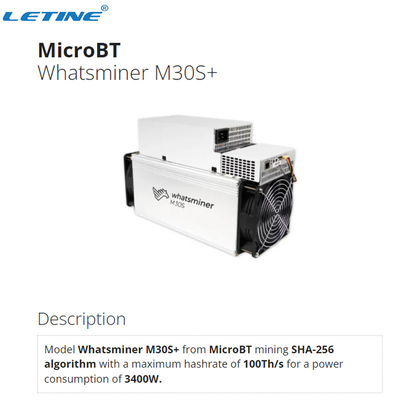 ανθρακωρύχοι 3400W M30s SHA 256 100Th/S M30s+ Asic διεπαφή 75db Ethernet