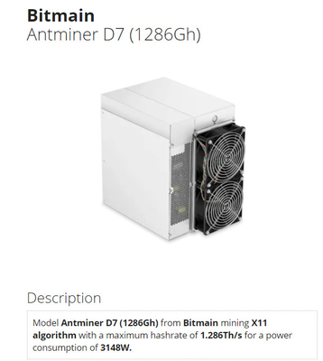 εξόρμηση X11 1.286ο 3148W 75db 1286Gh Bitmain Antminer D7