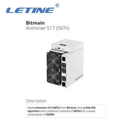 Ανθρακωρύχος μηχανών μεταλλείας Bitmain Antminer S17 56T 2520W BTC από δεύτερο χέρι T17 64T S17+ 73T 76T Asic