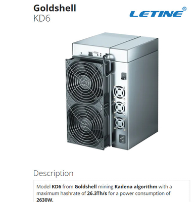 KD6 26.3ος ανθρακωρύχος 2630W Goldshell Asic για το νόμισμα Kadena μεταλλείας