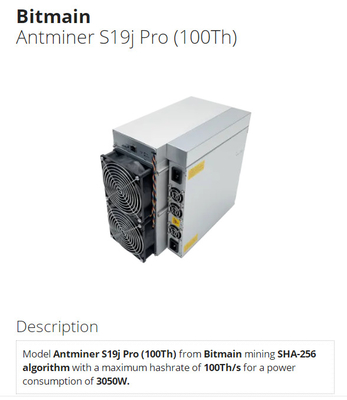 Ανθρακωρύχος S19J υπέρ 110T Sha-256 ανθρακωρύχος antminer s19 υπέρ 104T 96T 95T Aisc Bitmain BTC