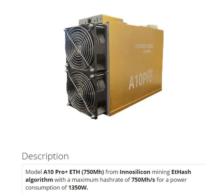 ανθρακωρύχος A10 Pro+ 8g 7g 6g 5g 750Mh 720Mh Innosilicon Asic
