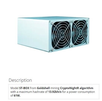 ST-κιβώτιο 61W ανθρακωρύχων 13.92kh/S Goldshell Cryptonight Asic