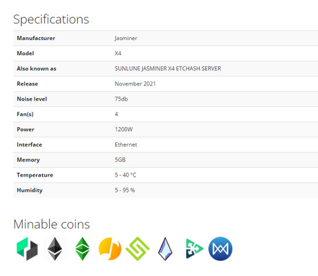 Crypto JASMINER X4 2.5GH 5GB ETH κ.λπ. 1200W ETCHASH ETHHASH asic ανθρακωρύχος