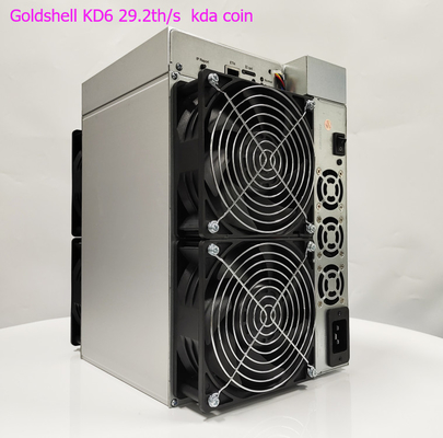 goldshell KD6 hashrate 29.2Th/s από τον αλγόριθμο Kadena μεταλλείας Goldshell για μια κατανάλωση ισχύος 2630W.